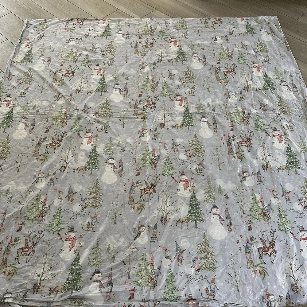 Pottery Barn SNOW DAY GNOME QUEEN / Full Duvet Cover CHRISTMAS SNOWMAN